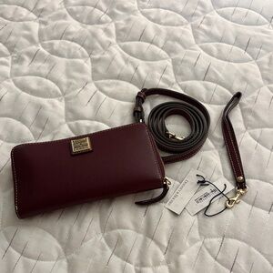 Dooney & Bourke Maroon Leather Wallet and Strap Set
